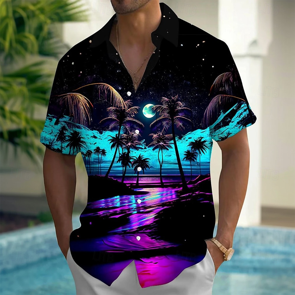 Per uomo Albero di Cocco Paesaggio Camicia hawaiana estiva Camicia con Bottoni Camicia Aloha Manica Corta Hawaiano Casuale Vacanza Estate Primavera Collo ripiegato Stampa 3D camicie con colletto Una del 2026 a $25.99 –P3