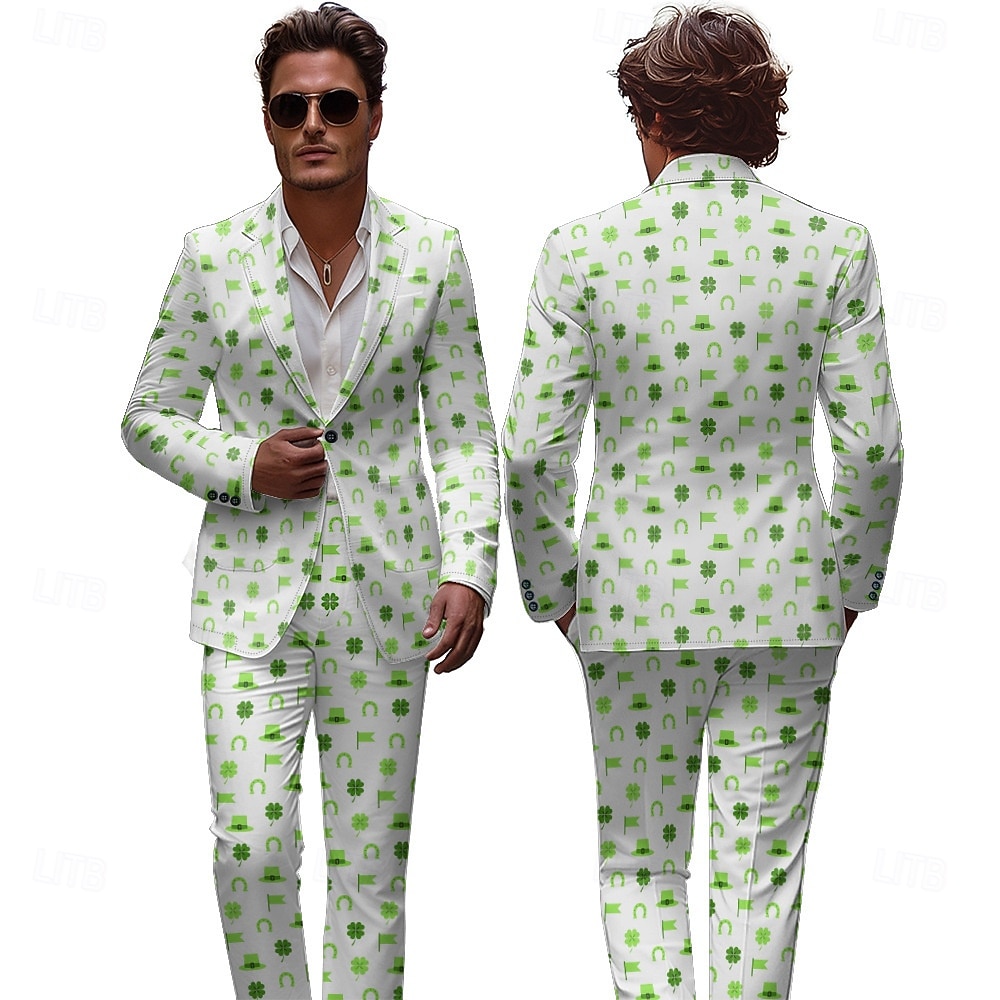 St. Patrick 2026 Shamrock Irish Carnival Pants Suits & Blazers Novelty Funny Adults' Men's Saint Patrick's Day Casual Party Easy Carnival Costume Dress Up 2026 - $79.99 –P1