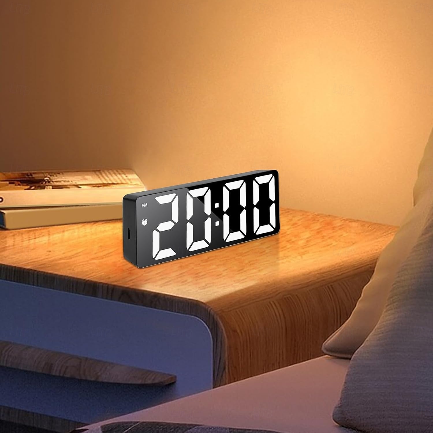 цифровые часы, светодиодные зеркальные часы, большой зеркальный таймер с дисплеем, бесшумные светящиеся будильники с отображением даты и температуры, современный декор для дома, настольные украшения 2026 - $17.99 –P4