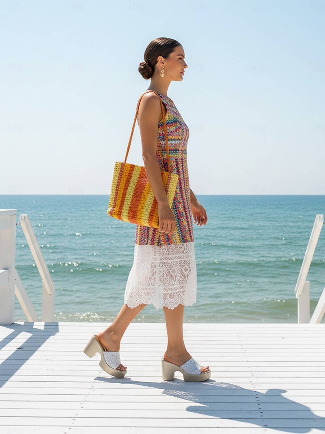 Women's Sparkling White Platform Sandals with Chunky Heel – Comfortable Slip-On Style for Casual Beachwear, Vacation and Warm Weather Fashion 2026 - $26.99 –P2