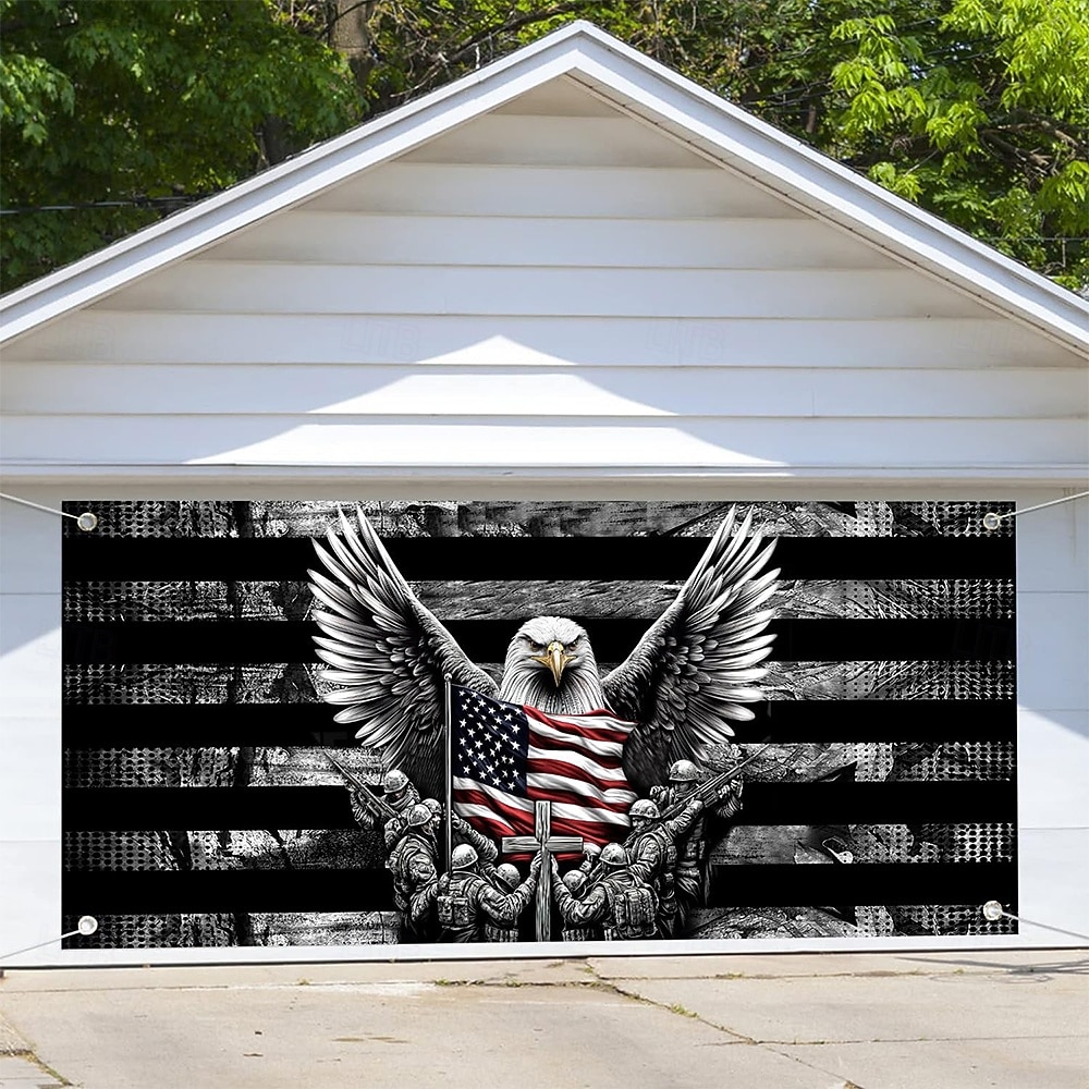 4 juli 2026 250:e minnesdagen gobeläng garage dörr täck stor hängande bakgrund örn amerikanska flaggan vintage modern militär fest utomhus semester skjutande bakgrunds gård hem dekor 2026 - $49.99 –P4