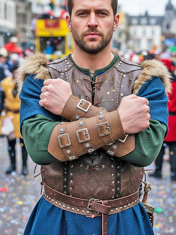 Männer Multi-Farben Kunstleder Armstulpen - mehrfarbiges Accessoire für Karneval Maskenball und Themenpartys 2026 - $18.99 –P3