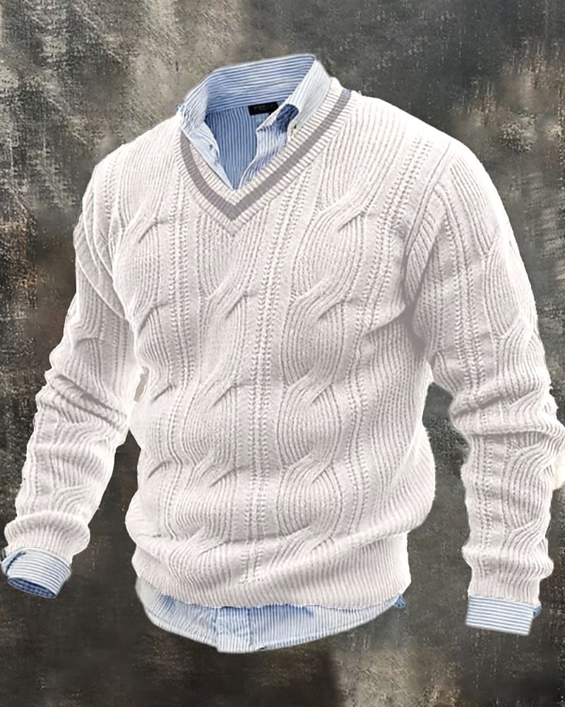 Homens Suéter Pulôver suéter Suéter de malha Estriado Tricotar Tops regulares Tricotado Côr Sólida Decote V Moda Roupa de rua Casual Roupa Diária Roupa Outono Inverno Preto Branco M L XL de 2026 por $37.99 –P5