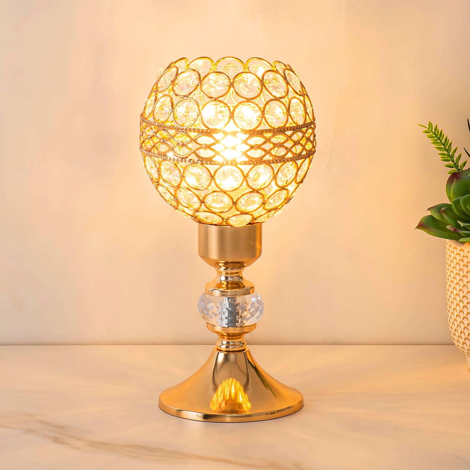 Bougie en cristal doré, lampe de chevet de luxe rechargeable, lumière chaude 3000K, intensité variable, idéale pour la chambre, les mariages et les fêtes. de 2026 ? $64.99 –P2