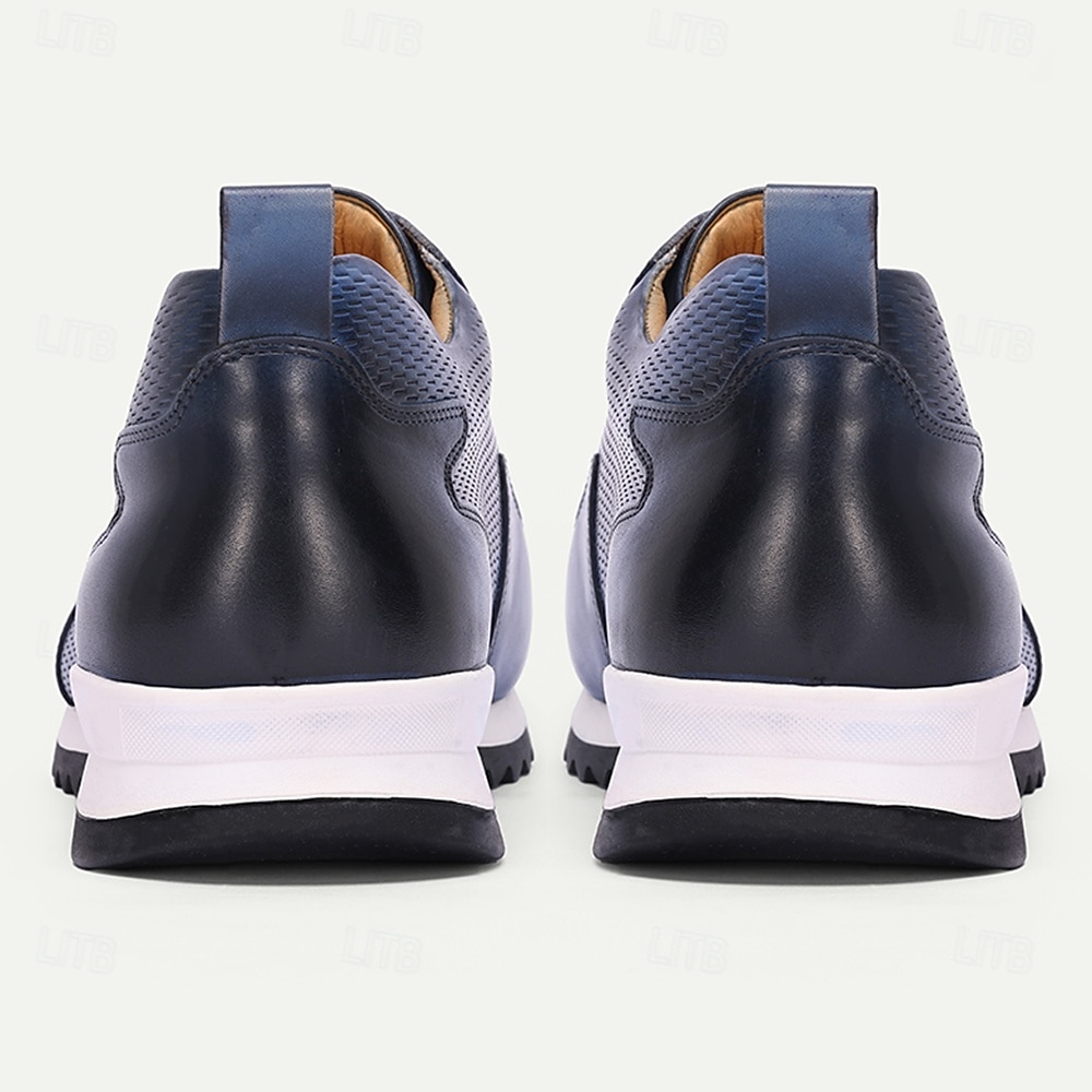 Marineblaue Herren-Sneaker aus Leder – stylische, atmungsaktive Sneaker mit perforiertem Design, perfekt für aktive und lässige Outfits. 2026 - $94.99 –P6