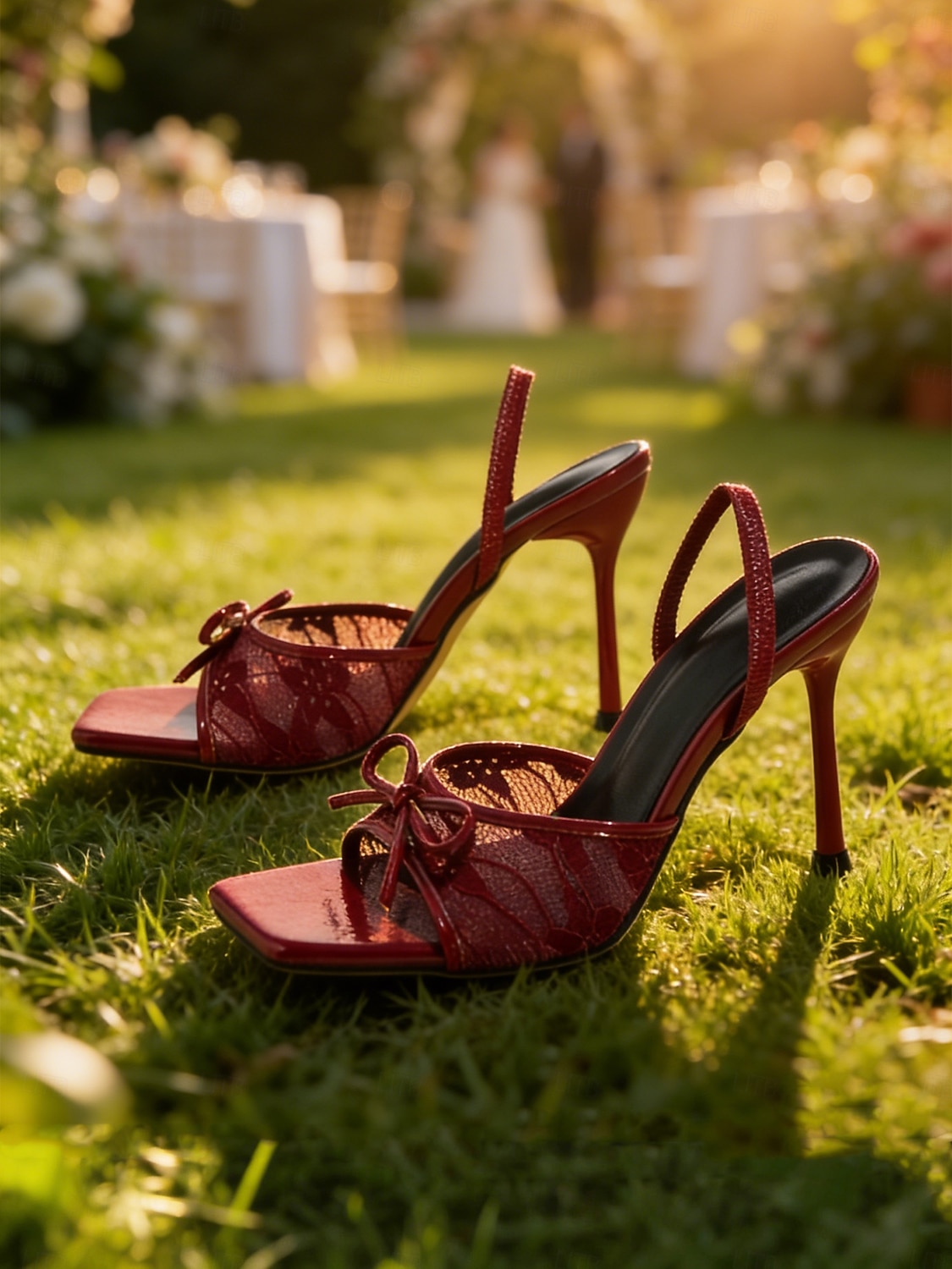 Sandales élégantes à talons, bout ouvert et dentelle, ornées d'un nœud, idéales pour les mariages champêtres et les occasions formelles, parfaites pour les invitées. de 2026 ? $39.99 –P5