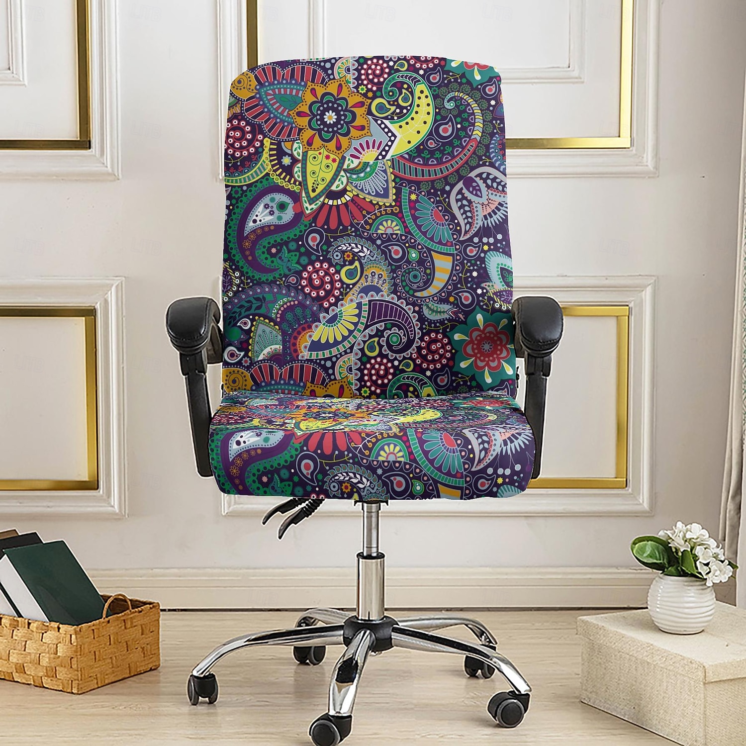 Capa protetora para cadeira de escritório, capa para banqueta, capa para cadeira dobrável com estampa geométrica, capa protetora elástica de poliéster para casa, escritório e sala de estar. de 2026 por $17.99 –P2