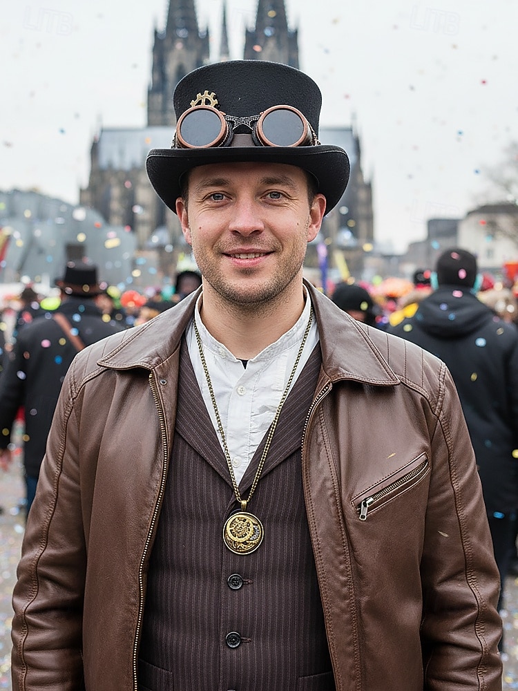 Männern Steampunk Zahnrad Anhänger Halskette - Legierungs-Metallkostümschmuck in Gold- und Silber-Tönen - perfekt für Karneval Maskerade und Halloween 2026 - $9.99 –P1