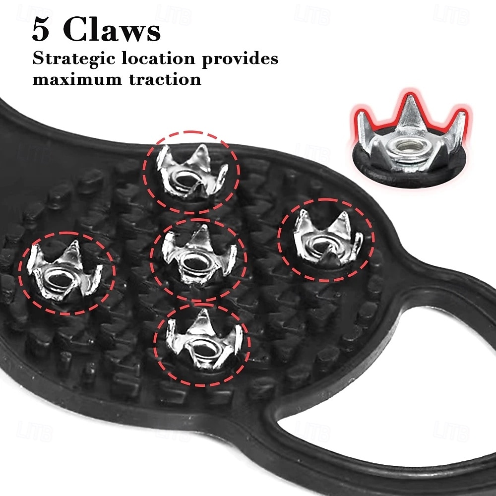 1 Pair 5 Studs Crampons For Snow And Ice Anti-Skid Shoe Spikes Anti-slip Covers For Shoes Climbing Cleats Crampons Strong Grip 2026 - $11.99 –P4