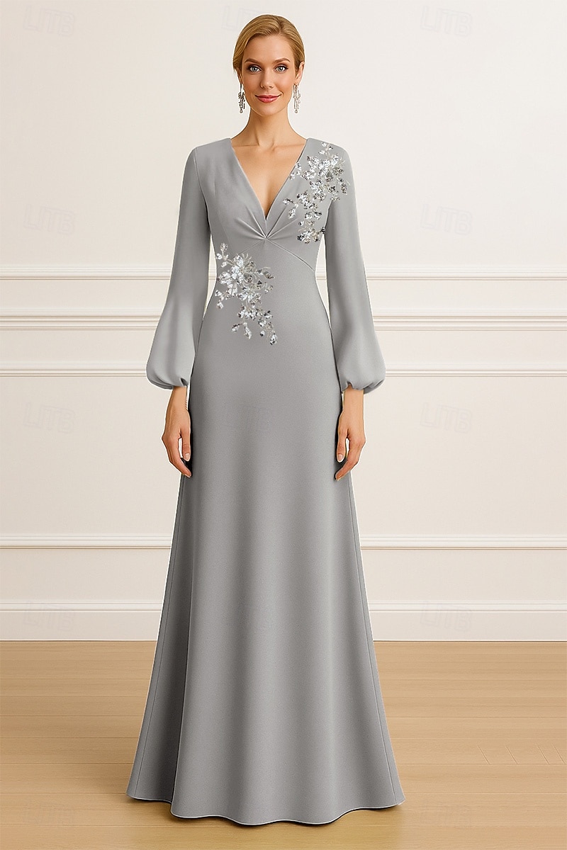 A-Line Floor Length Wedding Guest Dress Formal Dresses Flare Dress Mother  of the Bride Dress