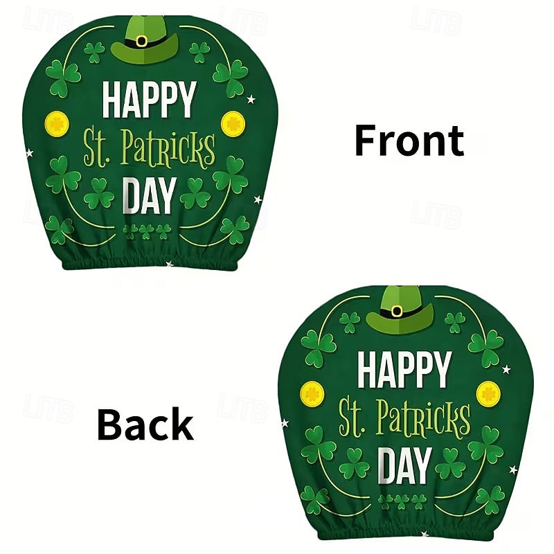 2 capas de encosto de cabeça para carro com trevo verde | compatíveis com todos os veículos, pretas &Adesivo para carro com estampa de trevo verde, design plano 2D, poliéster, fácil instalação - de 2026 por $7.99 –P29