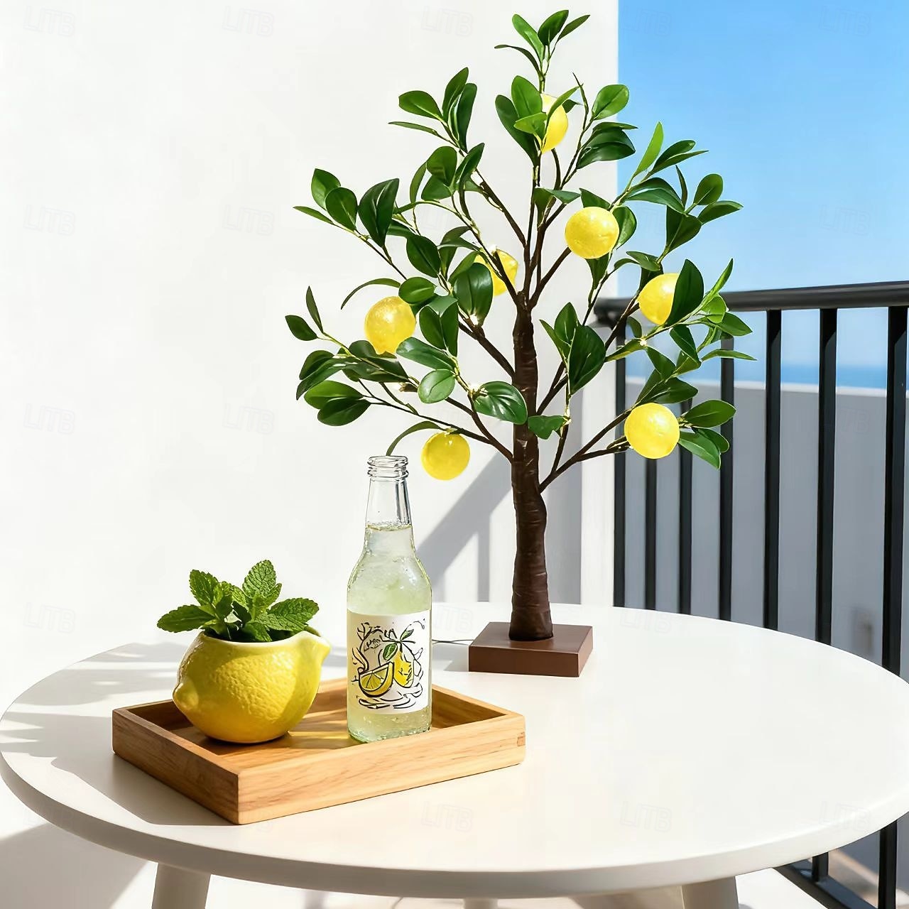 60cm/23,9palcové umělé světlo na citroník, 12 citronů, 24 LED korálků, jarní/letní interiérová/venkovní dekorace do ložnice, obývacího pokoje, jídelny, noční světlo na párty 2026 - $25.99 –P1