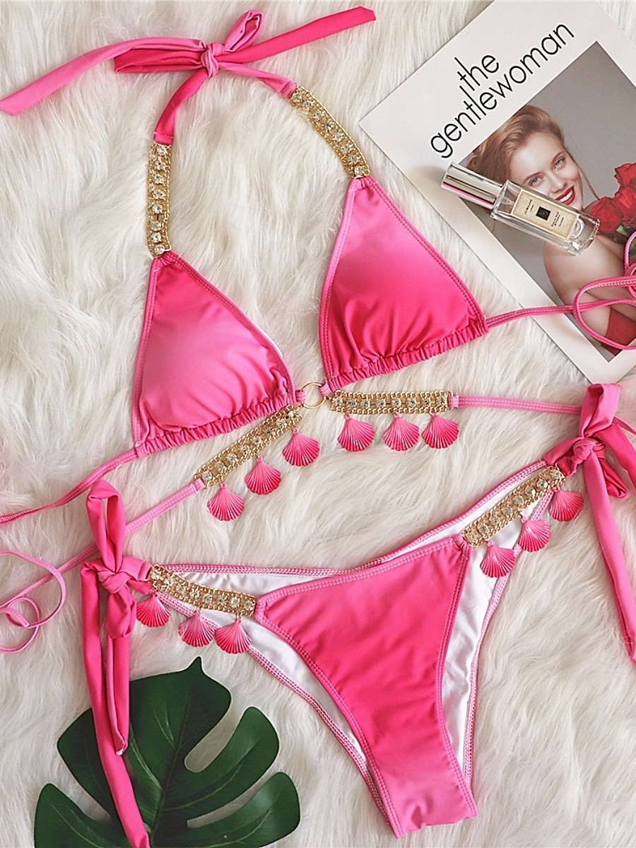 Женский бикини из 2-х частей Купальник Щекотливый Узкий Без спины Отпуск Пляжная одежда Омбре Халтер ведро Без рукавов 2026 - $34.99 –P8