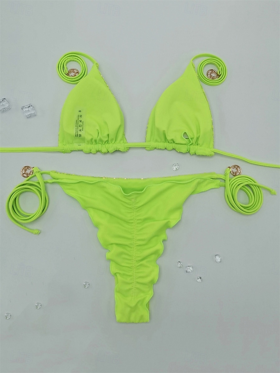 Γυναικείο Μαγιό Μπίκινι 2 Τεμαχίων Με Διακοσμητικά Μπράτσα Λεπτό Ανοιχτή Πλάτη Διακοπές Παραλία Μονόχρωμο Χαλαρό Λαιμό Αμάνικο Μαγιό 2026 - $25.99 –P3