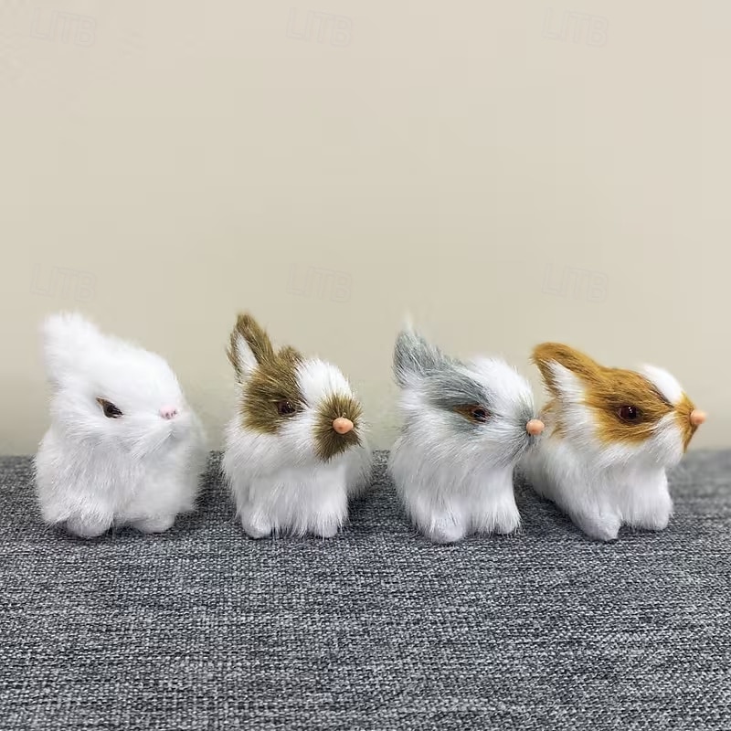 4 фигурки пасхальных кроликов ручной работы — универсальный праздничный декор для дома &полка для демонстрации, неэлектрическая, без перьев, идеально подходит для Рождества, Хэллоуина, Хануки, Дня 2026 - $25.99 –P2