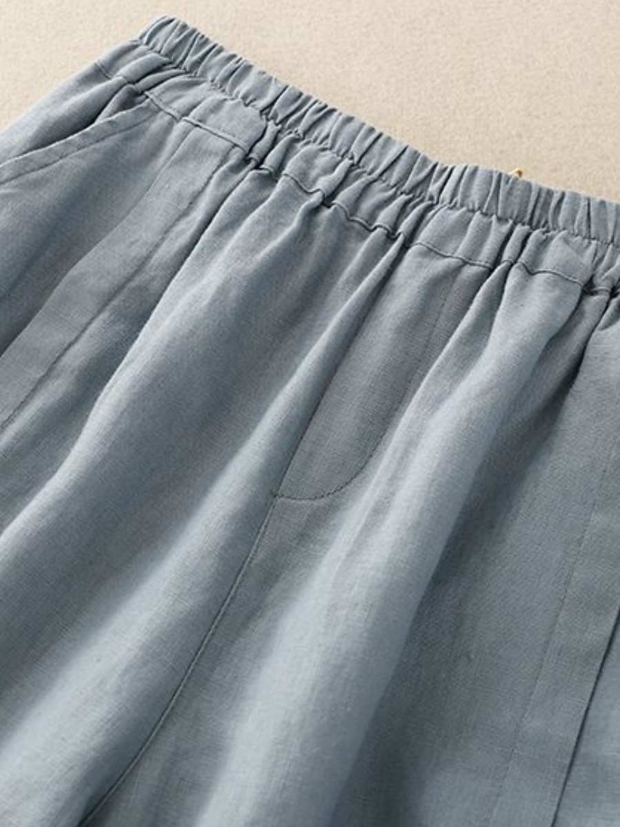 Women's Capri Pants Shorts Summer Shorts Beach Shorts Vacation Basic Casual Full Length High Waist Plain Pocket Wide Leg Elastic Waistband Quick Dry Soft Comfortable Stretchy Beach Holiday Blue Black 2026 - $22.99 –P8