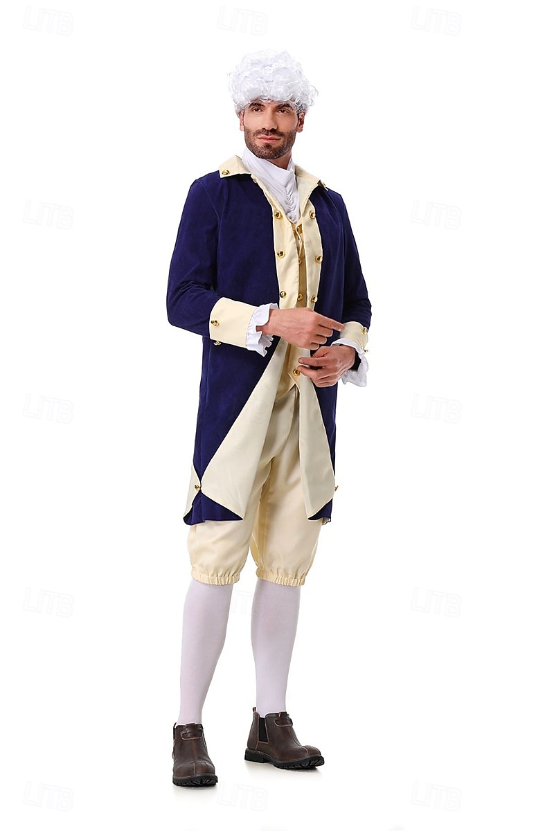 250-årsjubileum USA Rokoko Barock Kläder Lång ärm George Washington Alexander Hamilton Koloniala kostymer Maskeradkläder Herr Karnival Självständighetsdagen 4 juli Vuxen Kappa Byxor Krage 2026 - $60.99 –P2