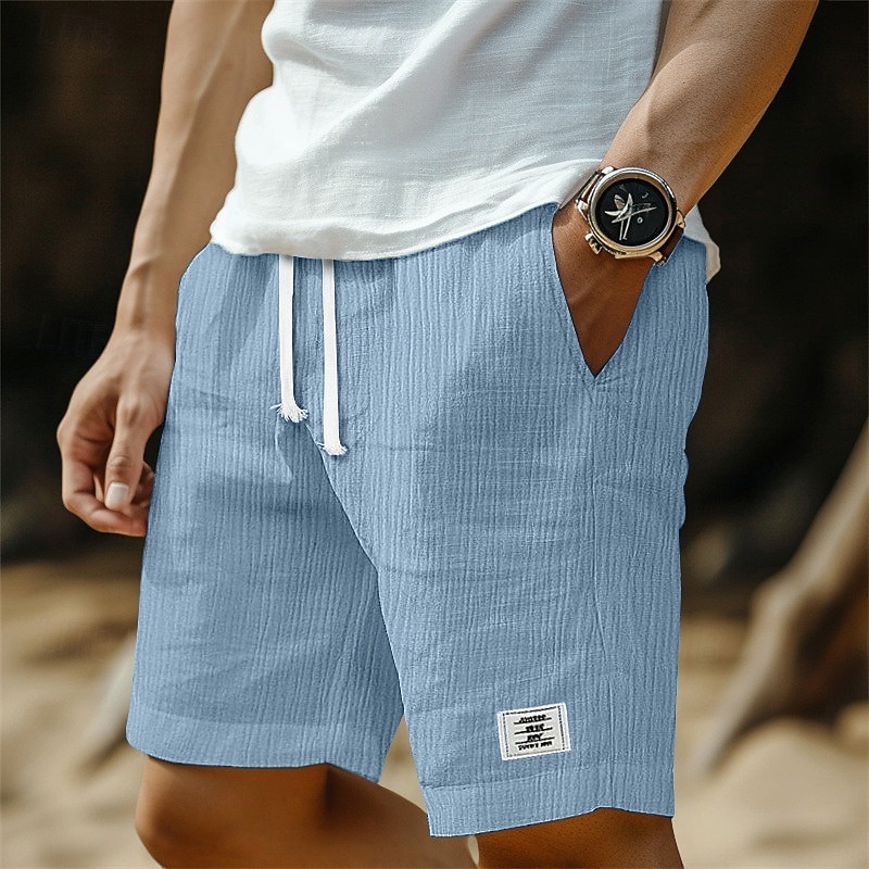Voor heren Korte broek Linnen korte broek Zomer korte broeken Strandshorts Seersucker-short Trekkoord Elastische taille Effen Comfort Ademend Knielengte Casual Dagelijks Buiten Vakantie Modieus Wit 2026 - $20.99 –P1