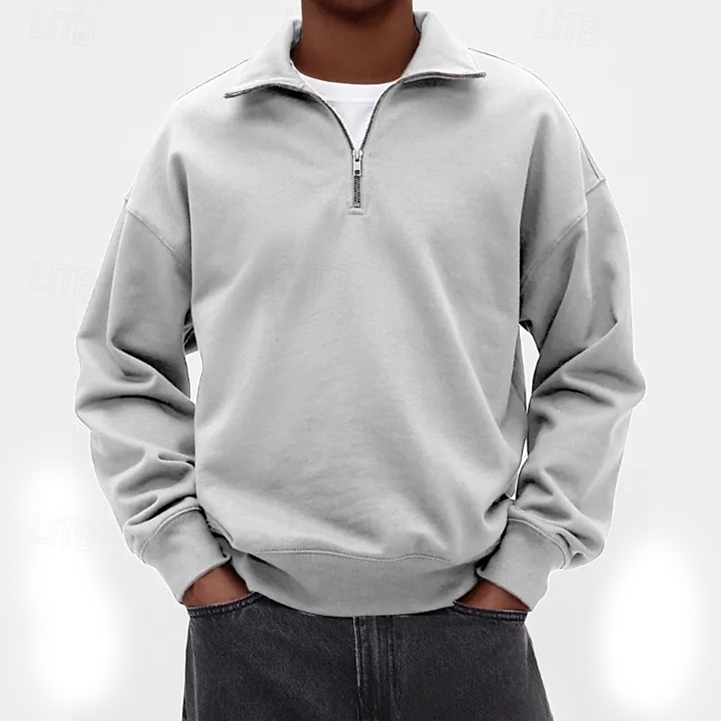 Men's Sweatshirt Pullover Hoodie Sweatshirt Quarter Zip Sweatshirt White Purple Standing Collar Plain Quarter Zip Casual Daily Sports & Outdoor Streetwear Cool Sportswear Spring &  Fall Clothing 2026 - $24.99 –P3
