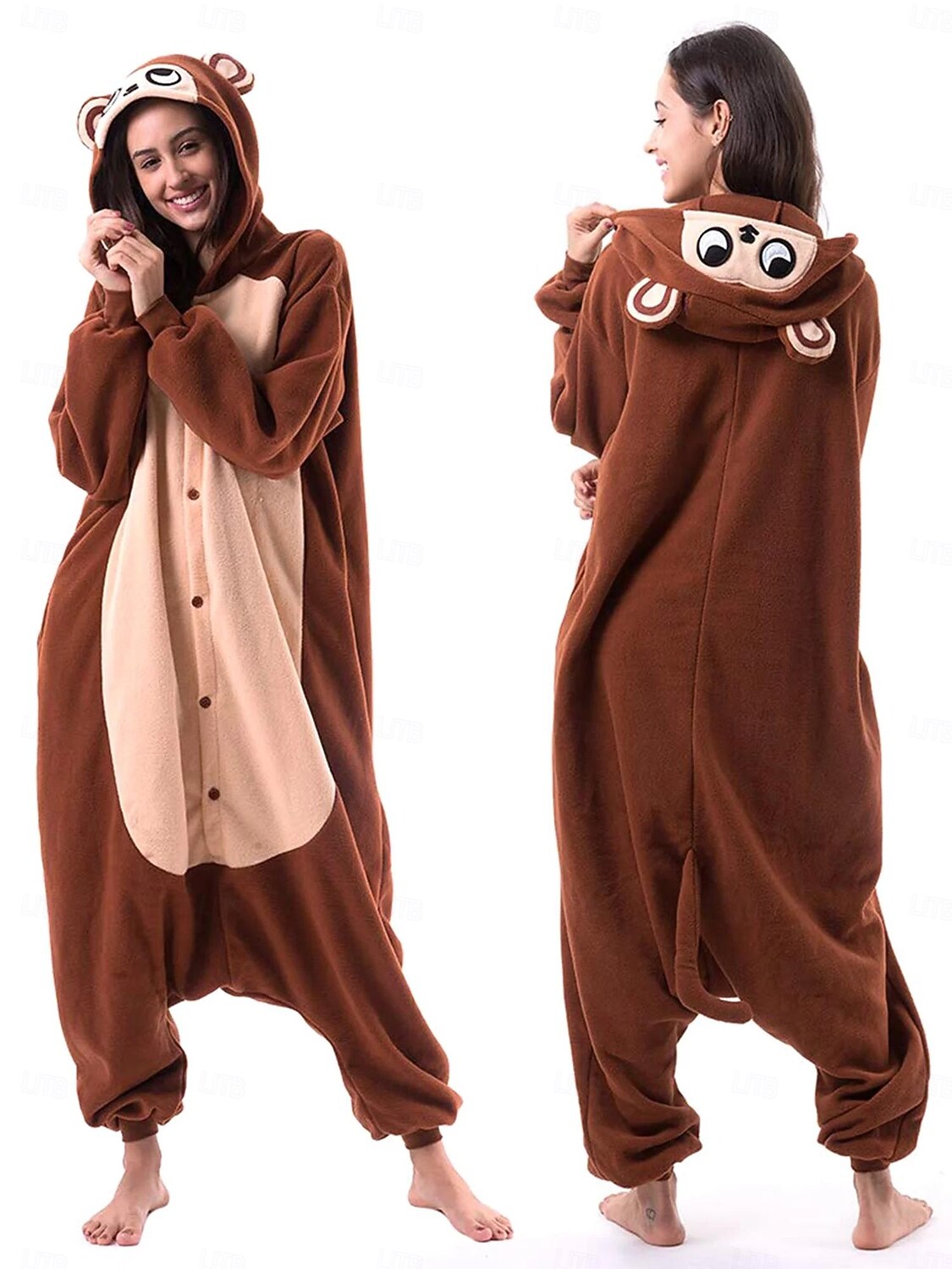 Kigurumi Pajamas Group Costume Onesie Costume Animal Monkey Warm Comfy Hooded Fleece Adults' Men's Women's Unisex Halloween Carnival Party Performance Homewear Dress Up 2026 - $44.99 –P2