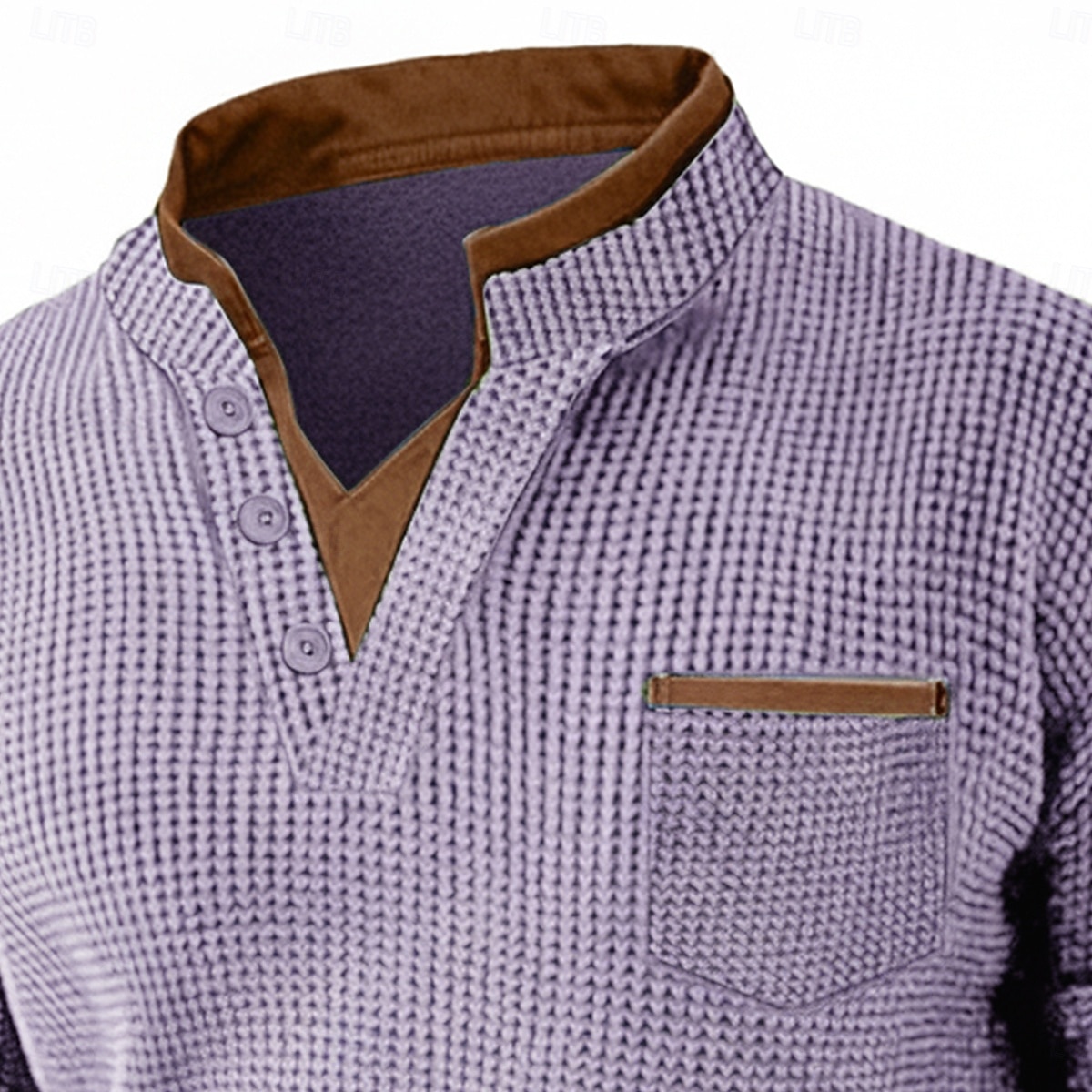 Homme T-shirt gaufré T-shirt Henley gaufré manche longue Col en V Printemps & Automne Couleur Unie Mode Basique Faux deux pièces Occasionnel Rue Sports Bleu Ciel Vert Claire Violet T-shirt haut de de 2026 ? $24.99 –P3