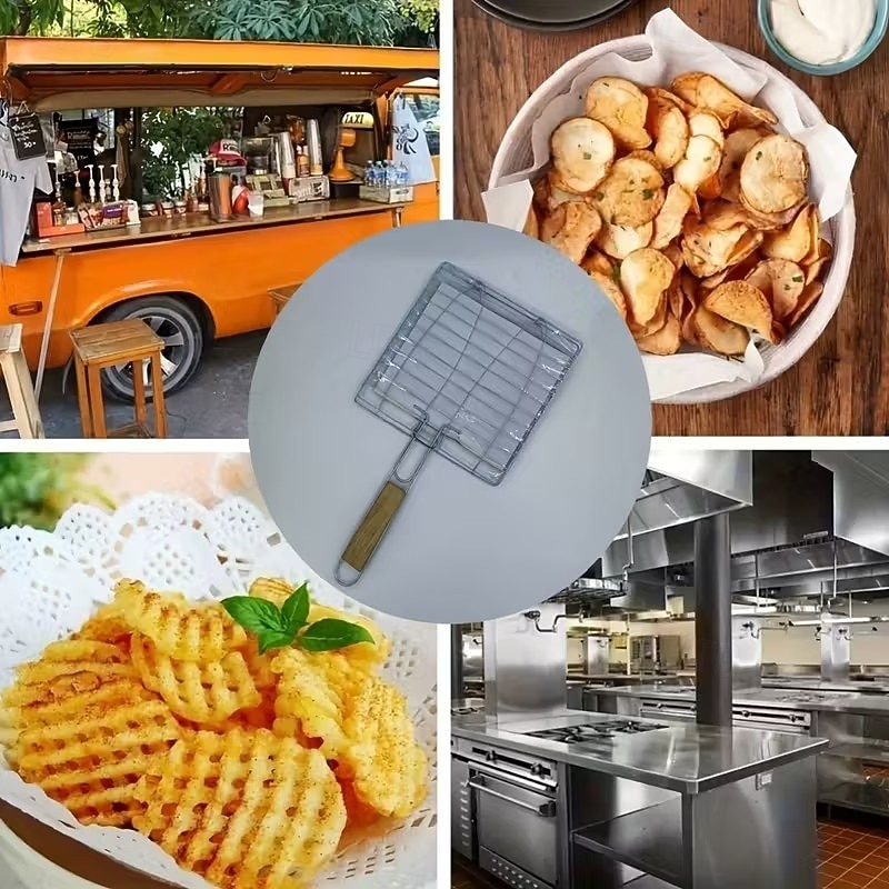 stor grillkorg i rostfritt stål - vikbar rostfri nätklämma tillagas jämnt av grönsaker, kött och skaldjur 2026 - $17.99 –P4