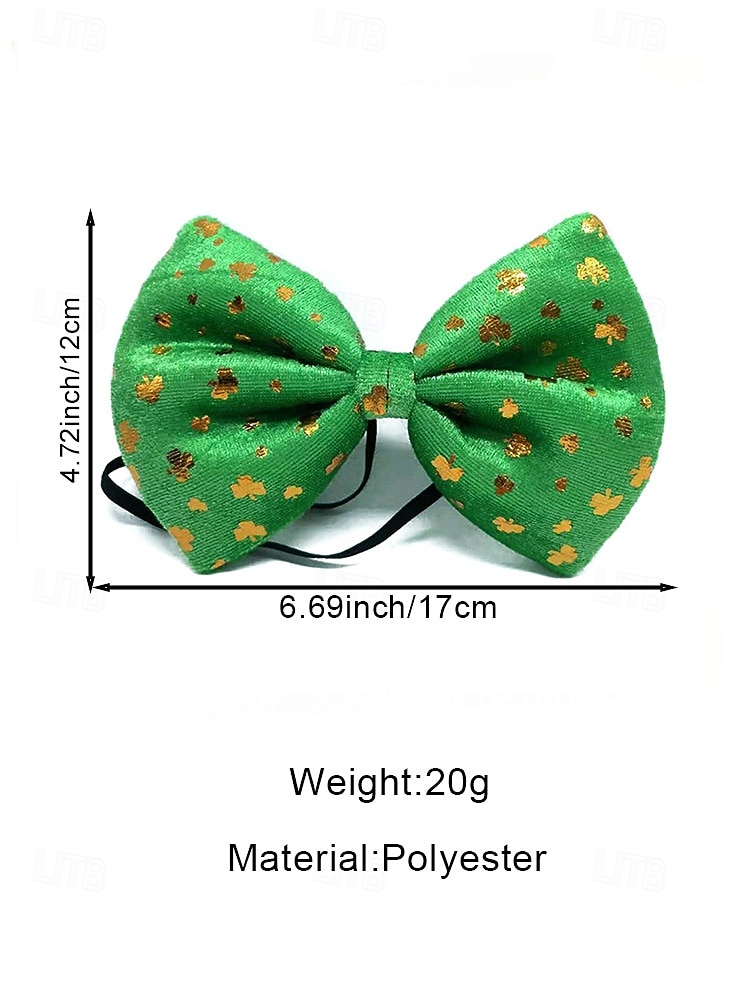 2026年 男性用の聖パトリックの日のスパンコール蝶ネクタイ、シャムロックと祝祭の模様が入った緑のポリエステル生地、アイルランドのパーティー、パレード、バー、休日のお祝いに最適な調節可能なドレス用蝶ネクタイ  コレクション – $7.99 –P6