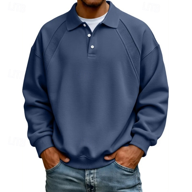 Herren Polo Poloshirts Lässig Straße Revers Langarm Basic Modern Einfach Knöpfe Frühling Herbst Normale Passform Blau Schwarz Weiß Hellgrün Rote Marineblau Polo 2026 - $28.99 –P8