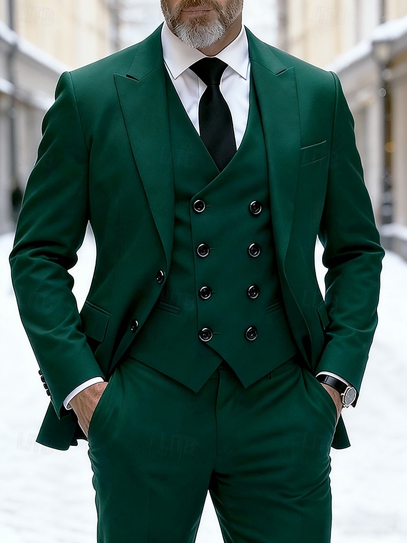 Ανδρικά Σακάκι+Γιλέκο+Παντελόνι Στολές Επιχείρηση Κοκτέιλ Πάρτι Γαμήλιο Πάρτι Μοντέρνα Καθημερινό Άνοιξη Φθινόπωρο Πολυεστέρας Σκέτο Τσέπη Κουμπιά Άνετο Μονόπετο Χρωματιστή ζακέτα 2026 - $103.99 –P1