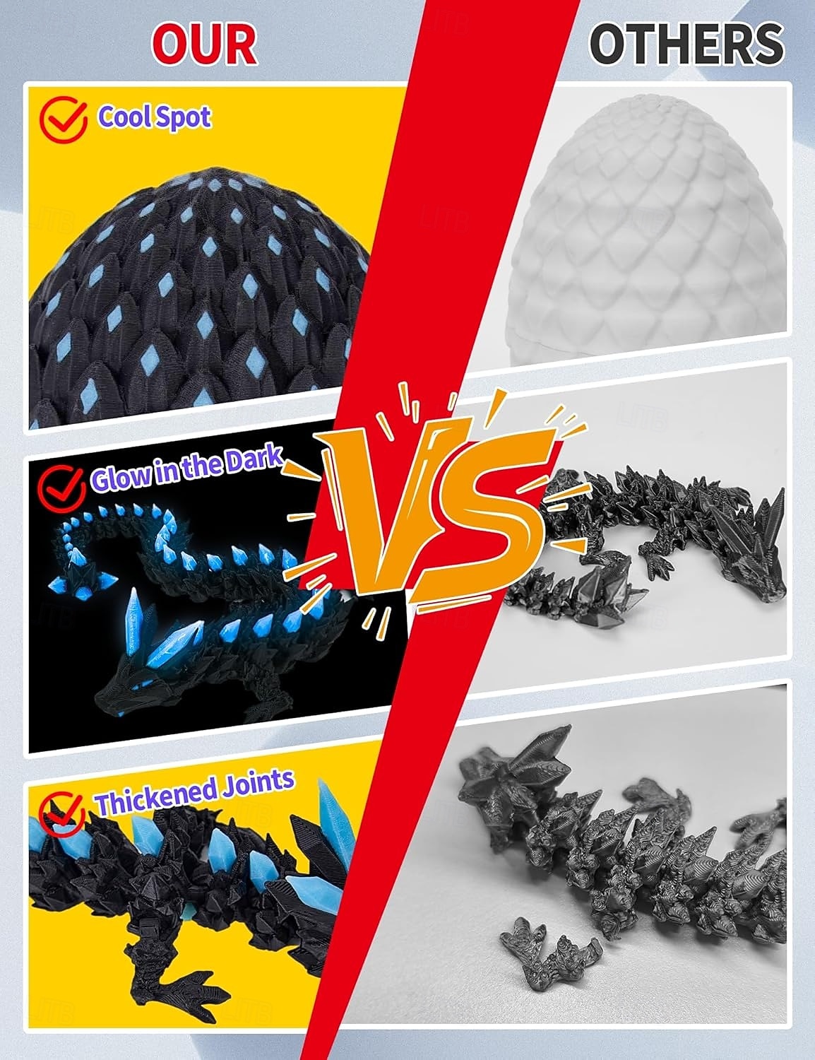 Easter 3D Printed Dragon Eggs Glow in The Dark Articulated Dragon Toys Cool Dino Fidget Toy Animals Dinosaur Eggs Stocking Stuffers for 4-6 5-7 8-12 Teens Girls Kids Boys Kids 2026 - $21.99 –P5