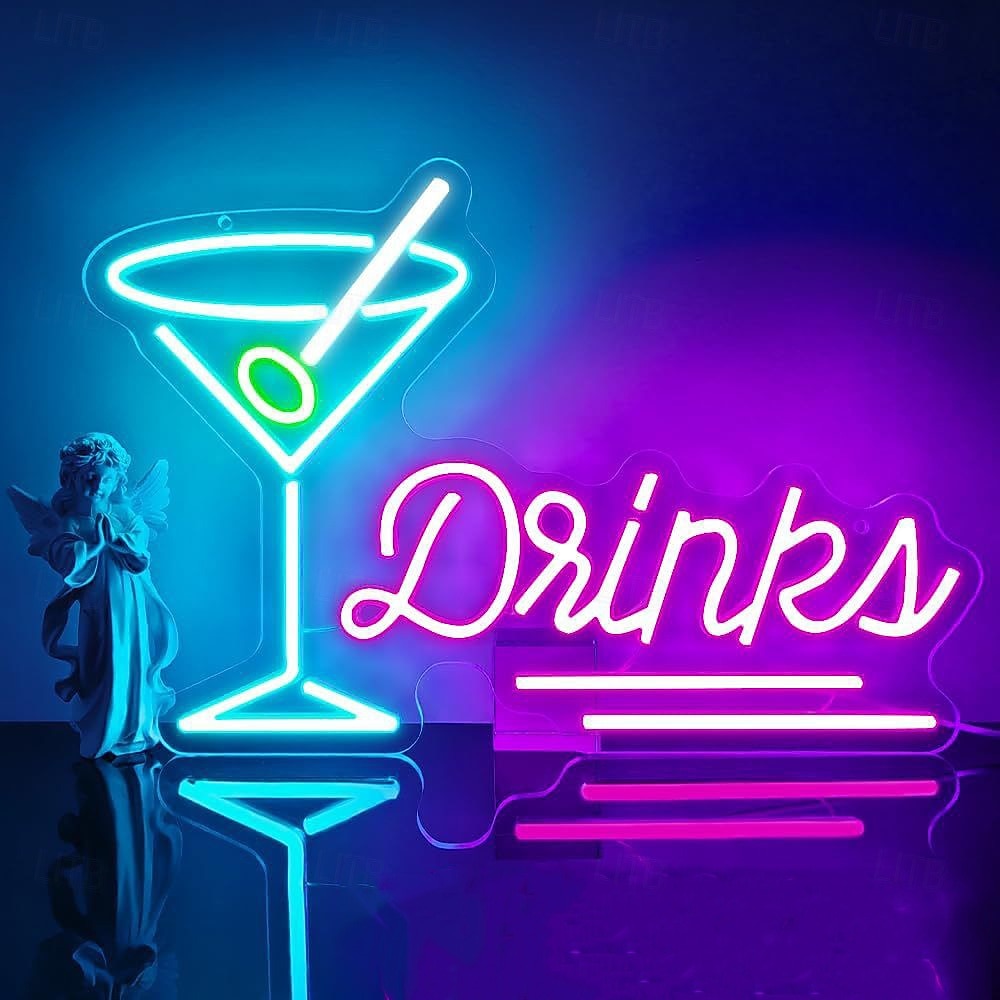 koktélok neonreklám faldekorációhoz bárhoz LED tábla szabályozható usb-s beltéri hálószobába nappaliba étterembe otthoni bár parti pub éjszakai klub férfi barlang bisztró fali dekorációs lámpák 2026 - $26.99 –P7