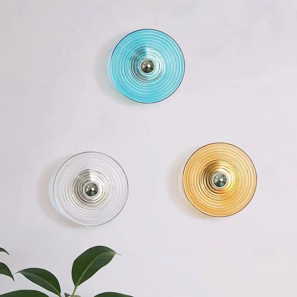 Lampă de perete rotundă din sticlă cu 1 bec, model modern Art Deco, pentru dormitor 2026 - $149.99 –P12