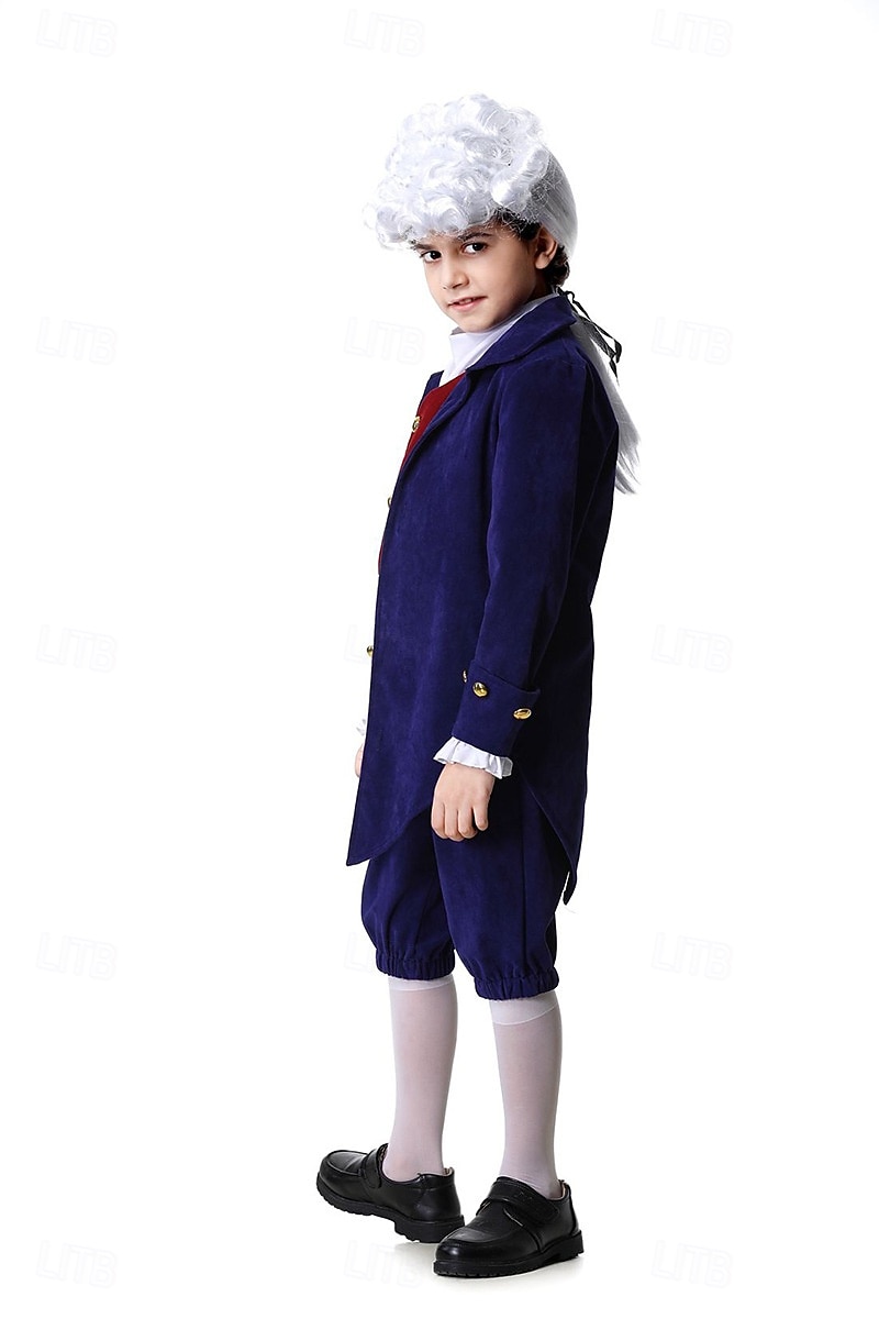 250e anniversaire des États-Unis Rococo Baroque Tenues Manches longues George Washington Alexander Hamilton Epoque Coloniale Déguisement Garçons Carnaval Jour de l'indépendance 4 juillet Enfant de 2026 ? $46.99 –P11