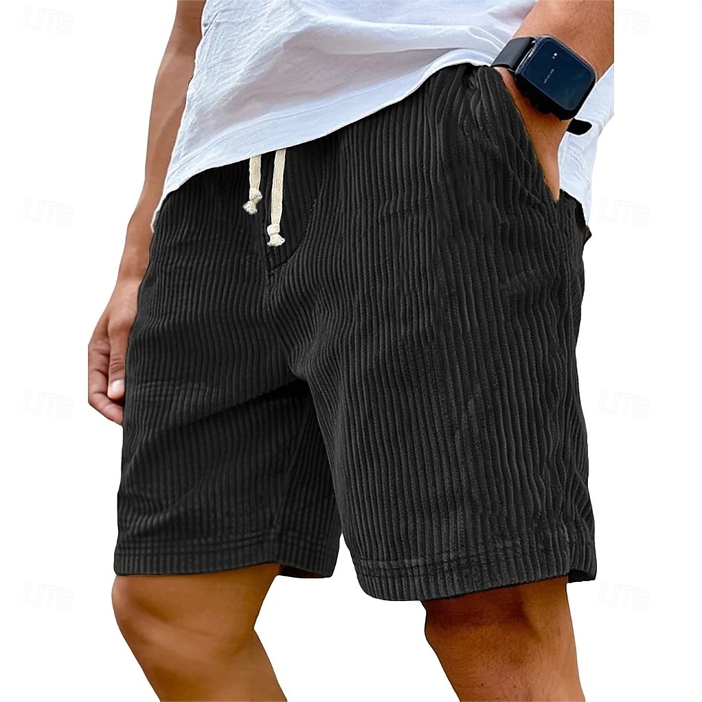 Bărbați Pantaloni Scurți Pantaloni scurți casual Pantaloni scurți din velur Cordon Talie elastică Culoare solidă Confort Lungimea genunchiului Zilnic În aer liber Haine de strada Vacanță Modă Negru 2026 - $18.99 –P3
