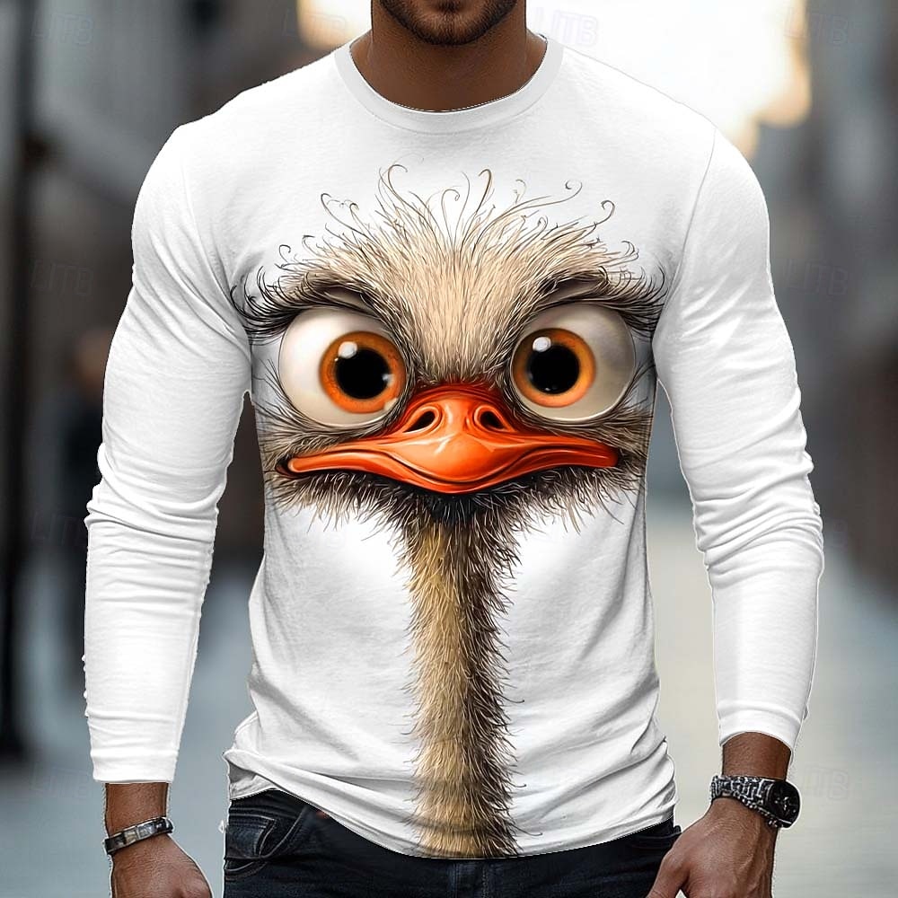 Herren Tiermotiv Lustig T Shirt Langarm T-Shirt 3D-Druck Rundhalsausschnitt Hemd Mode Basic Lässig Täglich Straße Blau Blau 3# Blau 2# Sommer Frühling Bekleidung S M L XL XXL XXXL 2026 - $23.99 –P2