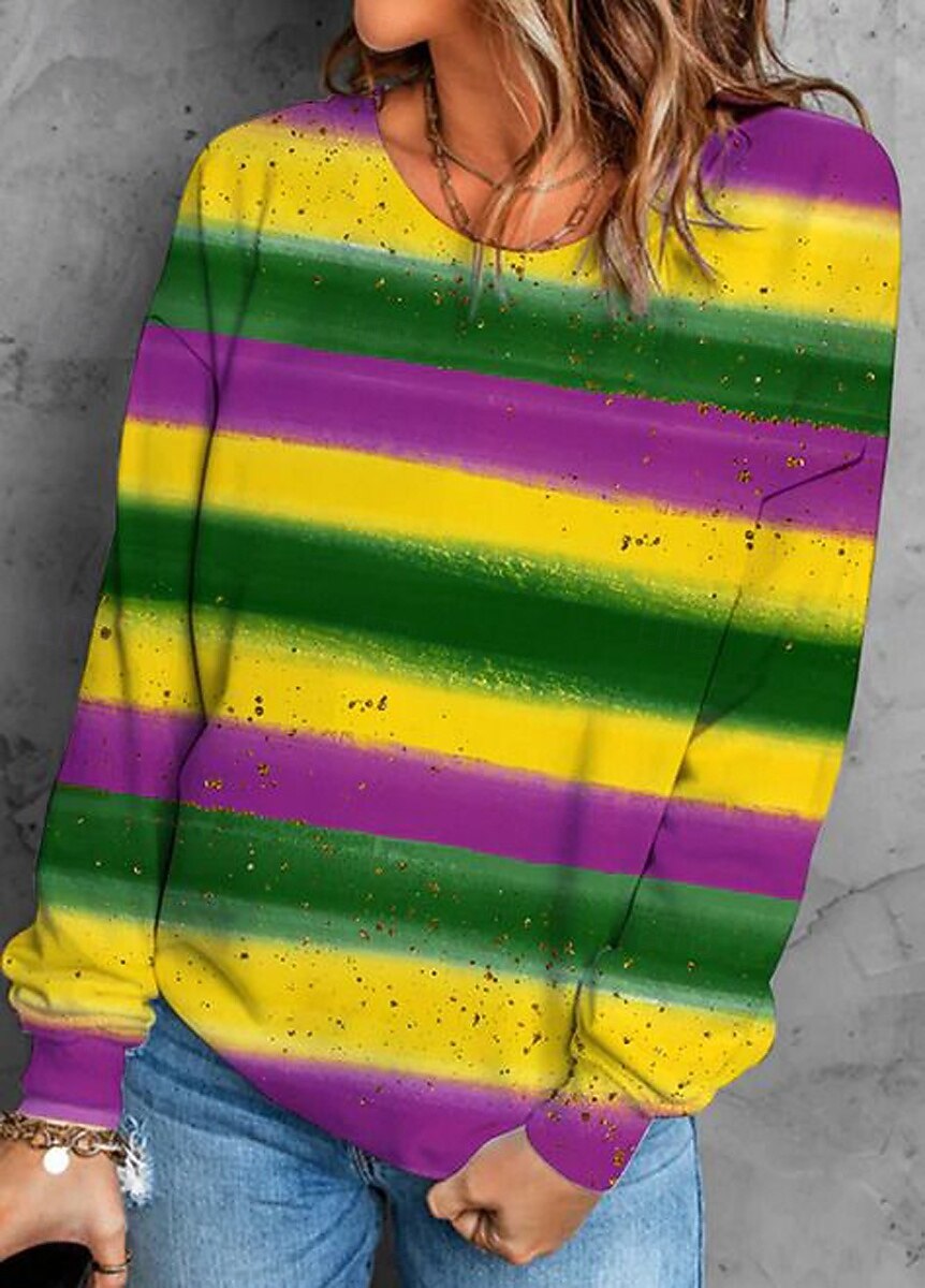 Sweatshirt Femme Carnaval Pull Graphique Décontracté Manches Longues Col Ronde Tops Réguliers Décontracté Rue Quotidien Blanc Jaune Violet Automne Hiver de 2026 ? $28.99 –P2