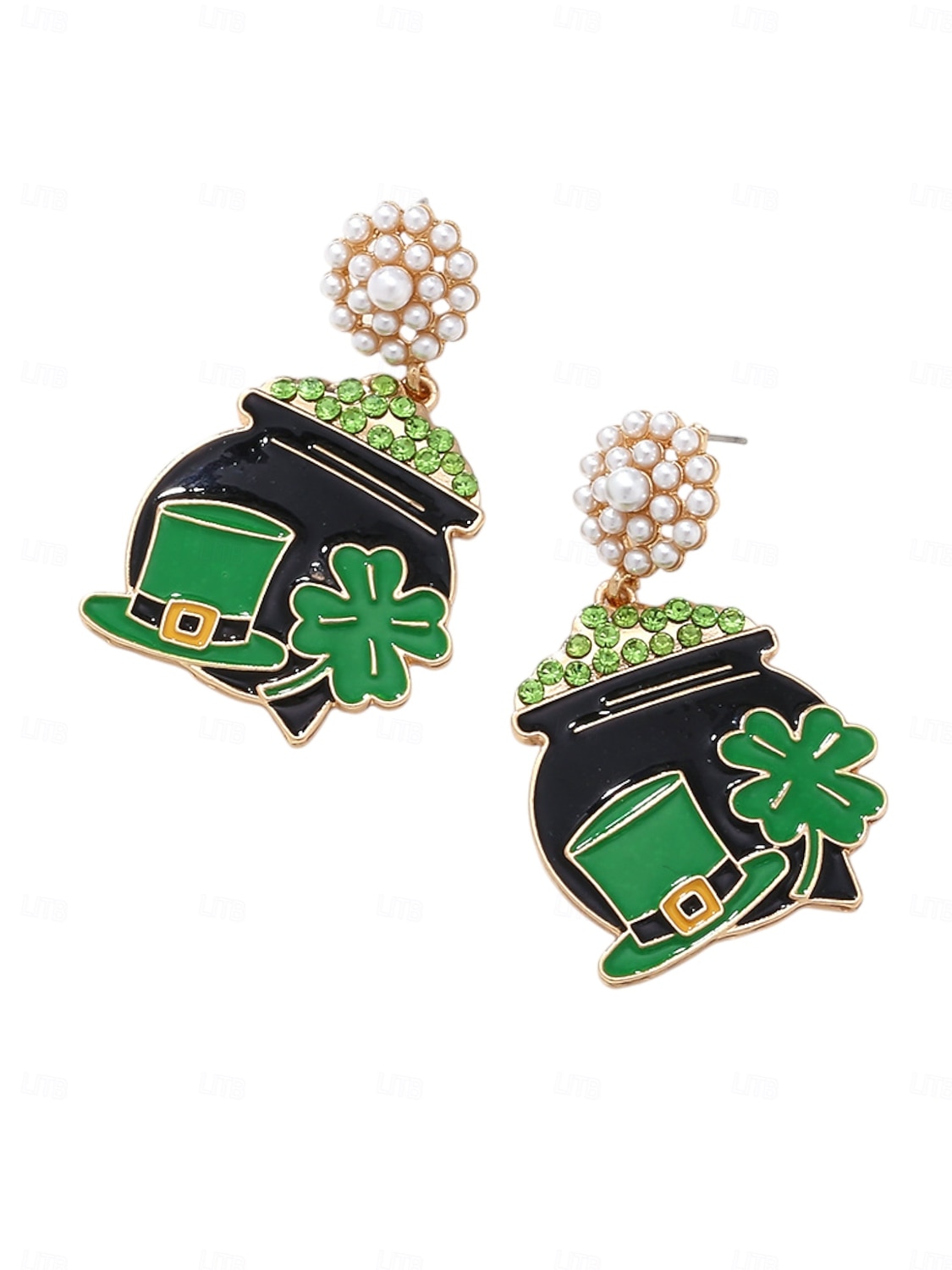 Γυναικεία σκουλαρίκια με πράσινο κρύσταλλο για την ημέρα του Αγίου Πατρικίου – τριφύλλι &Σχέδιο καπέλου ξωτικά, ιδανικό για το ιρλανδικό φεστιβάλ &εορτασμοί για την ημέρα του Αγίου Πατρικίου 2026 - $11.99 –P2