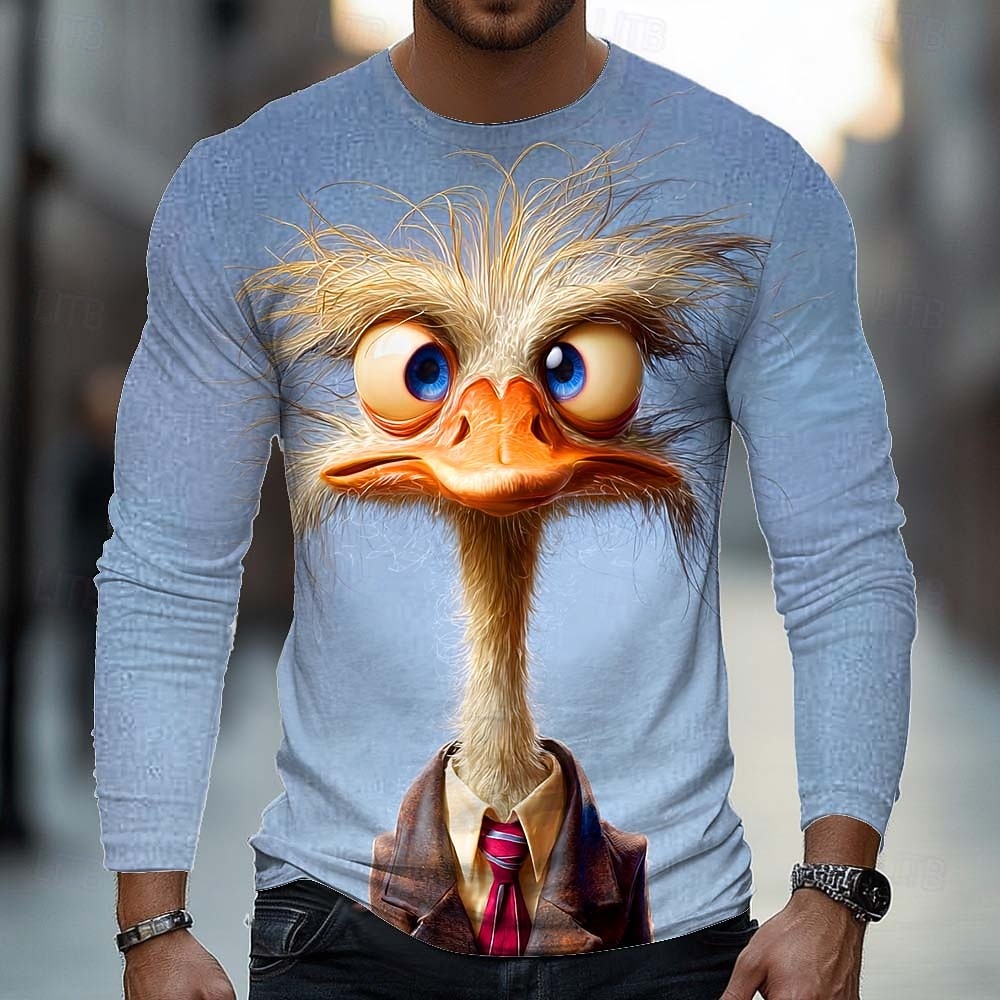 Herren Tiermotiv Lustig T Shirt Langarm T-Shirt 3D-Druck Rundhalsausschnitt Hemd Mode Basic Lässig Täglich Straße Blau Blau 3# Blau 2# Sommer Frühling Bekleidung S M L XL XXL XXXL 2026 - $23.99 –P3