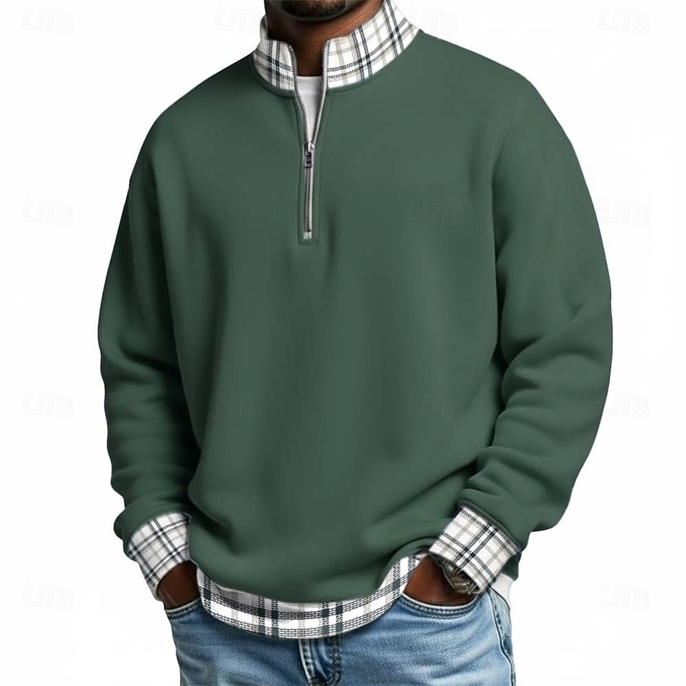 Homens Xadrez Camisas Polo Waffle Camisas Polo com zíper Manga Longa Camisas polo colarinho do vovô Casual Escola Roupa Esportiva Feriado Roupa Diária Impressão 3D Polo com fecho de correr de um de 2026 por $22.99 –P4