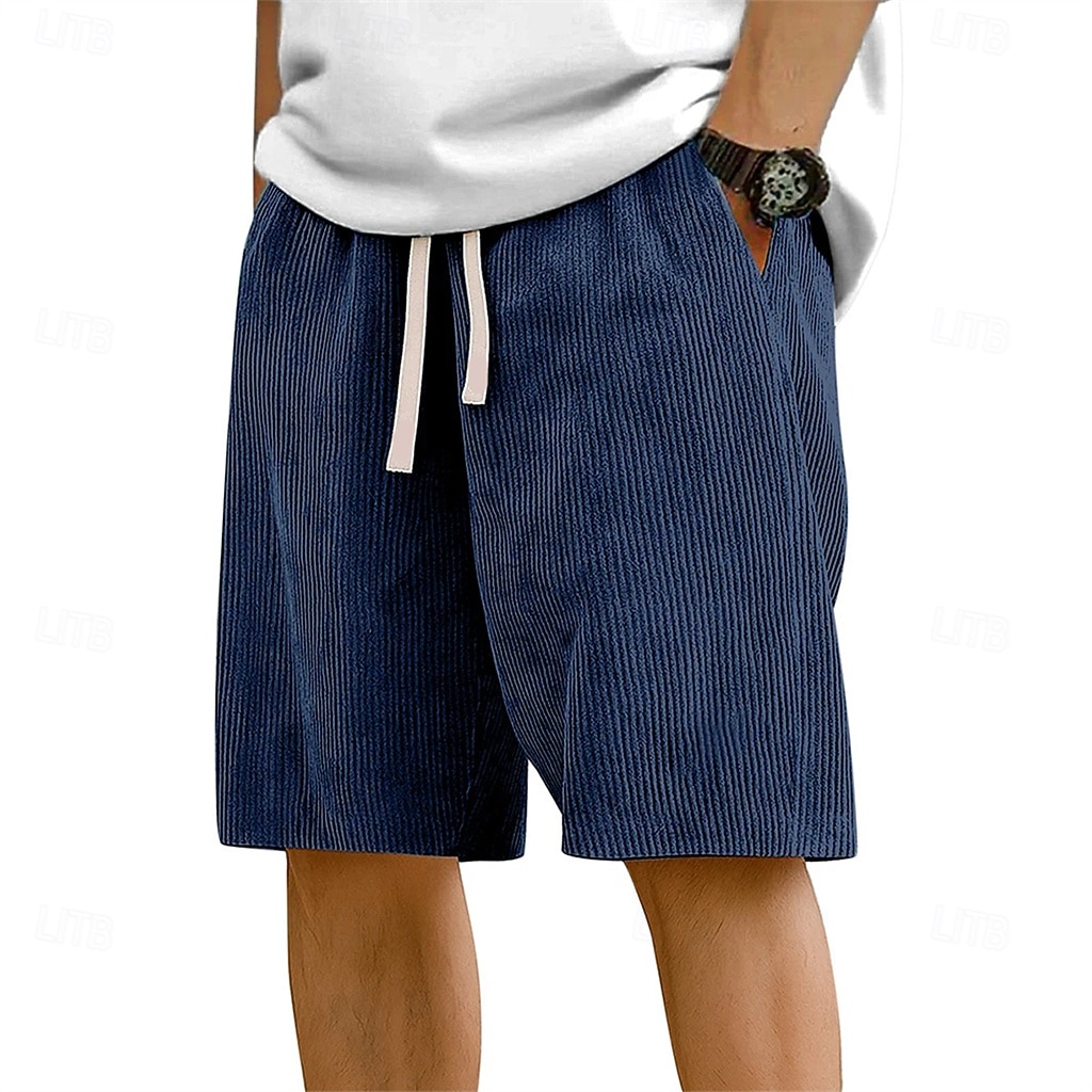 Per uomo Pantaloncini Estivi Shorts da Spiaggia Pantaloncini casual Pantaloncini di velluto a coste Coulisse Elastico in vita Tinta unica Comodità Lunghezza al ginocchio Quotidiano All'aperto del 2026 a $17.99 –P3