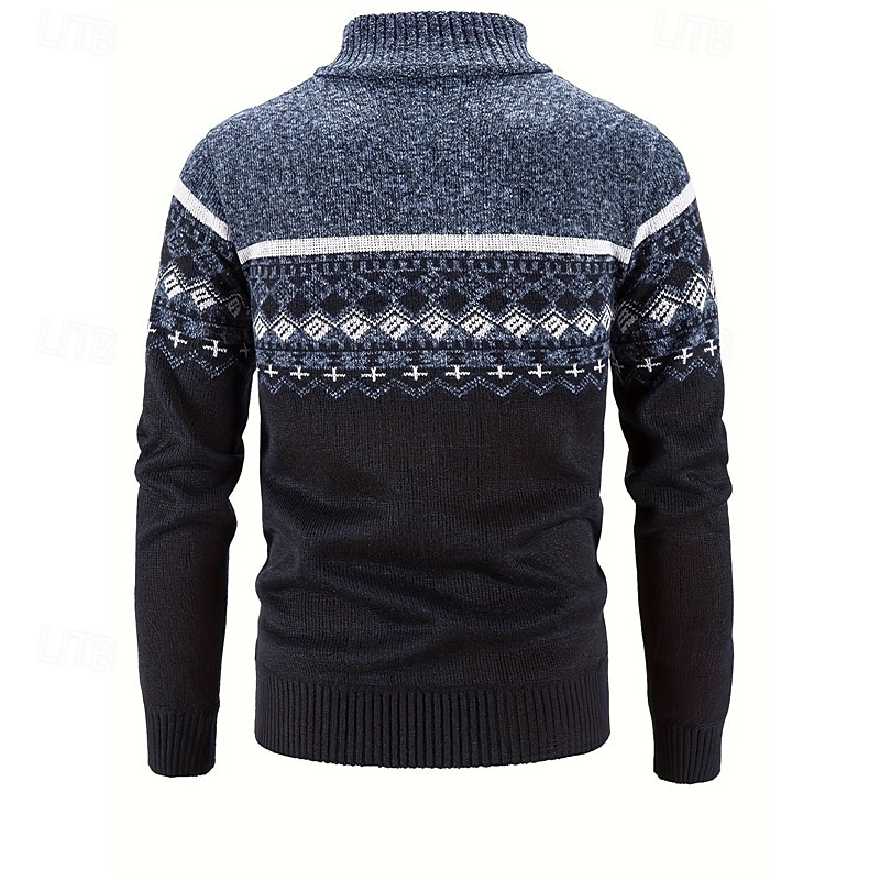 Per uomo Felpa Cardigan Maglione con Zip A Coste Maglia Top Regolari Lavorato a maglia Geometrico Collo Alto Neutro Moda Casuale Abbigliamento quotidiano Abbigliamento Autunno Inverno Blu Grigio del 2026 a $37.99 –P10