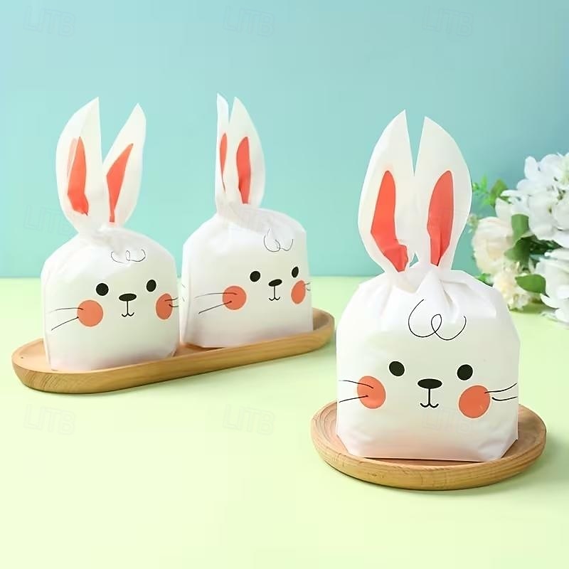 50 שקיות מתנה עם אוזני ארנב פסחא, שקיות ממתקים חמודות עם פני ארנב למסיבת פסחא, מסיבת יום הולדת, מסיבת תינוק, חגיגת חג, אריזות למתנות למסיבה 2026 - $12.99 –P6