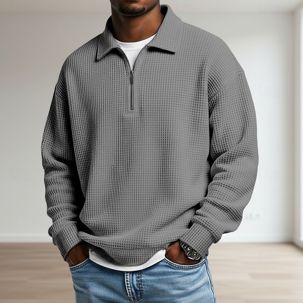 Per uomo Magliette Polo a Nido d'Ape Testurizzato Casuale All'aperto Con cerniera Zip a un quarto Manica Lunga Moda Moderno Tinta unica Testurizzato Lavorato a maglia Primavera & Autunno Tutte le del 2026 a $25.99 –P2