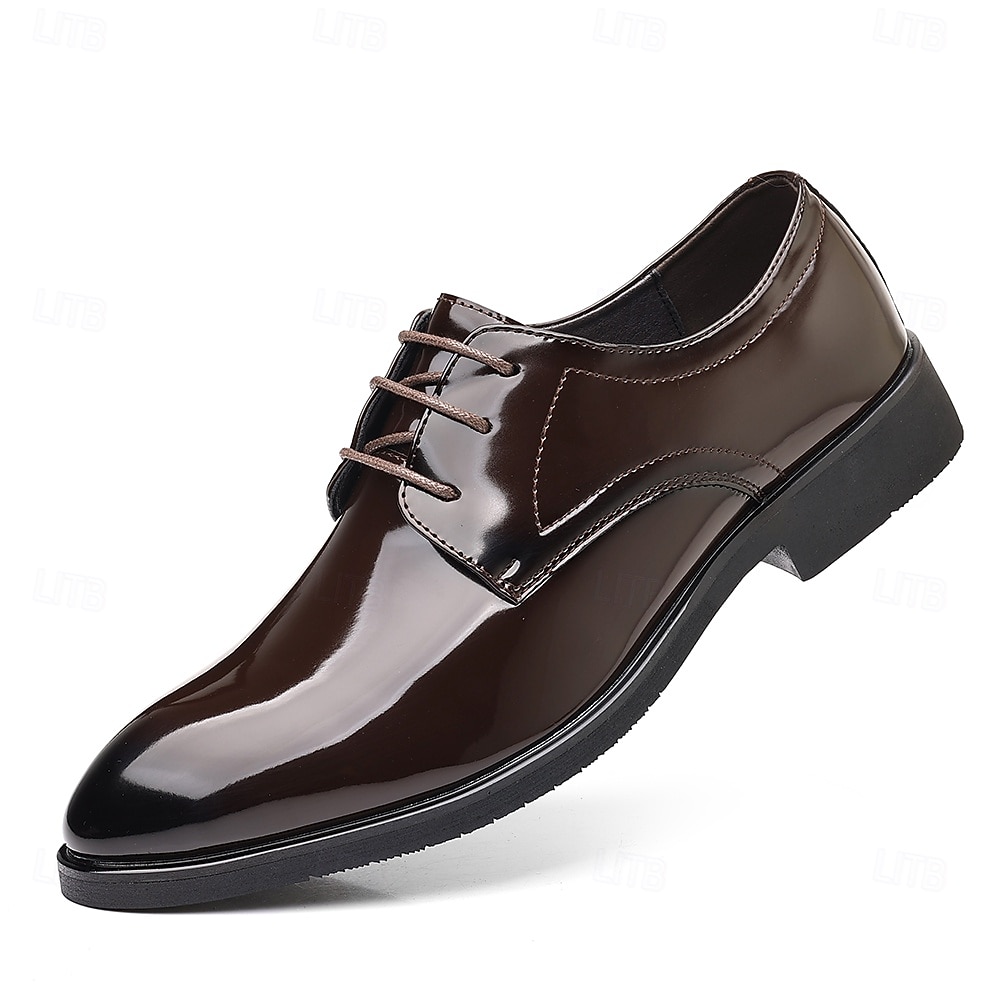 Zapatos de vestir de charol marrón brillante para hombre, elegantes zapatos formales para bodas, ideales para novios, padrinos de boda e invitados a la boda, cómodos y elegantes para ocasiones formales de boda. 2026 - $54.99 –P2