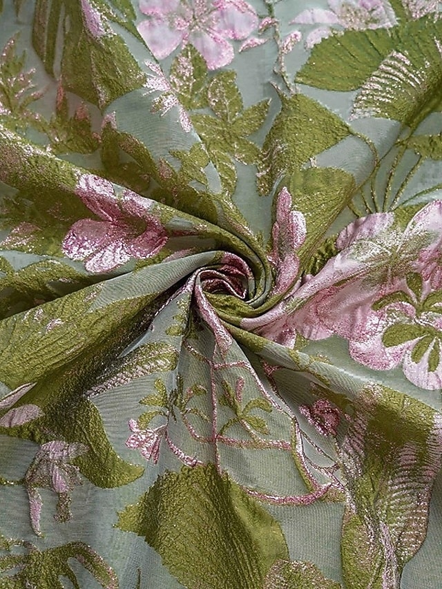 Linha A Longuette Vestidos de cocktail Elegante Floral Manga 3/4 Decote V Casamento Formal Bolsos Jacquard com Pregas de 2026 por $175.99 –P5