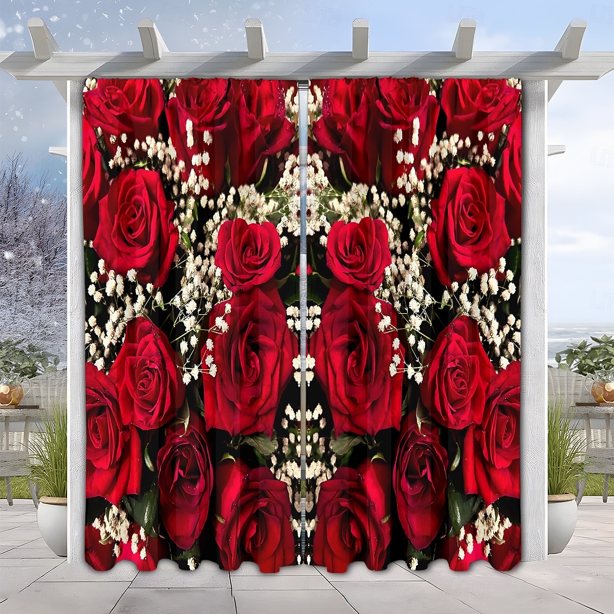 Alla hjärtans dag-gardin i tunt tyg för fönster, röd med dekorativ bolldesign, eleganta mjuka fönstergardiner, romantisk heminredning för sovrum och vardagsrum 2026 - $30.99 –P9