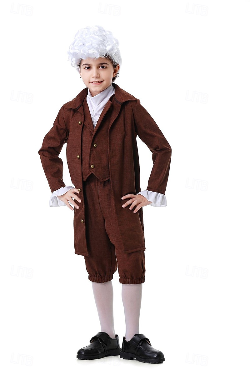 250e jubileum VS Rococo Barok Outfits Lange Mouwen George Washington Koloniaal Onafhankelijkheidsoorlog Kostuum Jongens Carnaval Independence Day 4 juli Kinderen Jas Broeken Kraag 2026 - $46.99 –P4