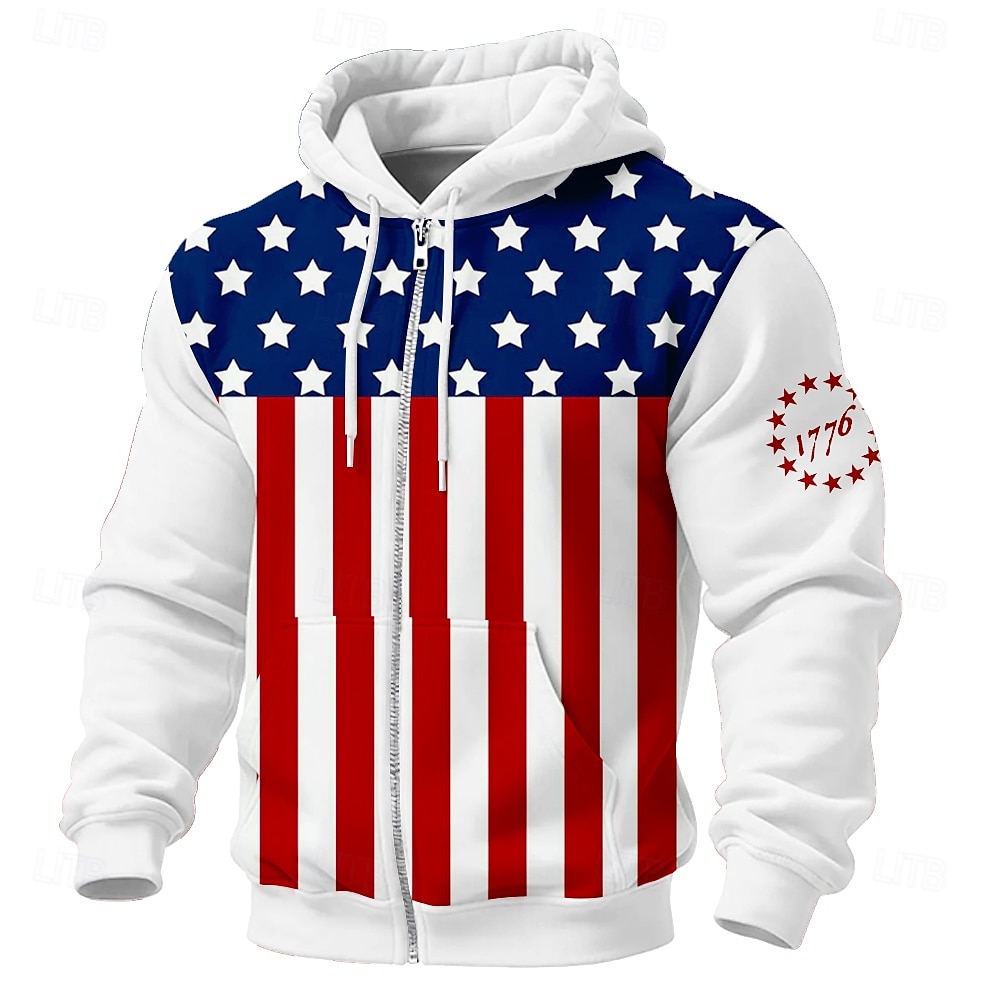 4 juli 2026 250:e memorialdagen Herrens streetwear designer amerikanska flaggan hooded t-shirt daglig gata 2026 - $31.99 –P1