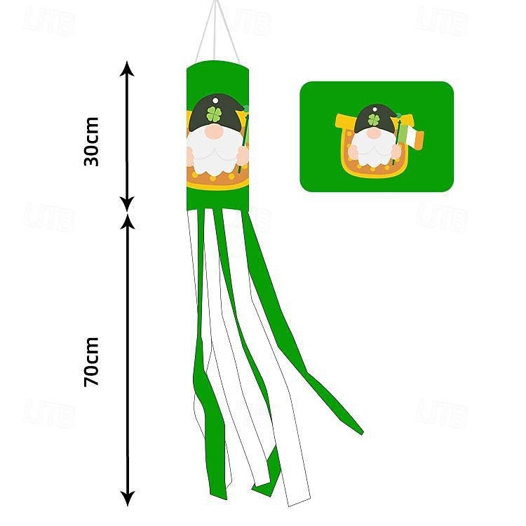 Szent Patrik-napi szélzsák zászló, ír dizájn, Szent Patrik-napi fesztivál dekoráció, színes kültéri szélzsák ünnepi ünneplésre, lóhere &lóhere design. 2026 - $8.99 –P23