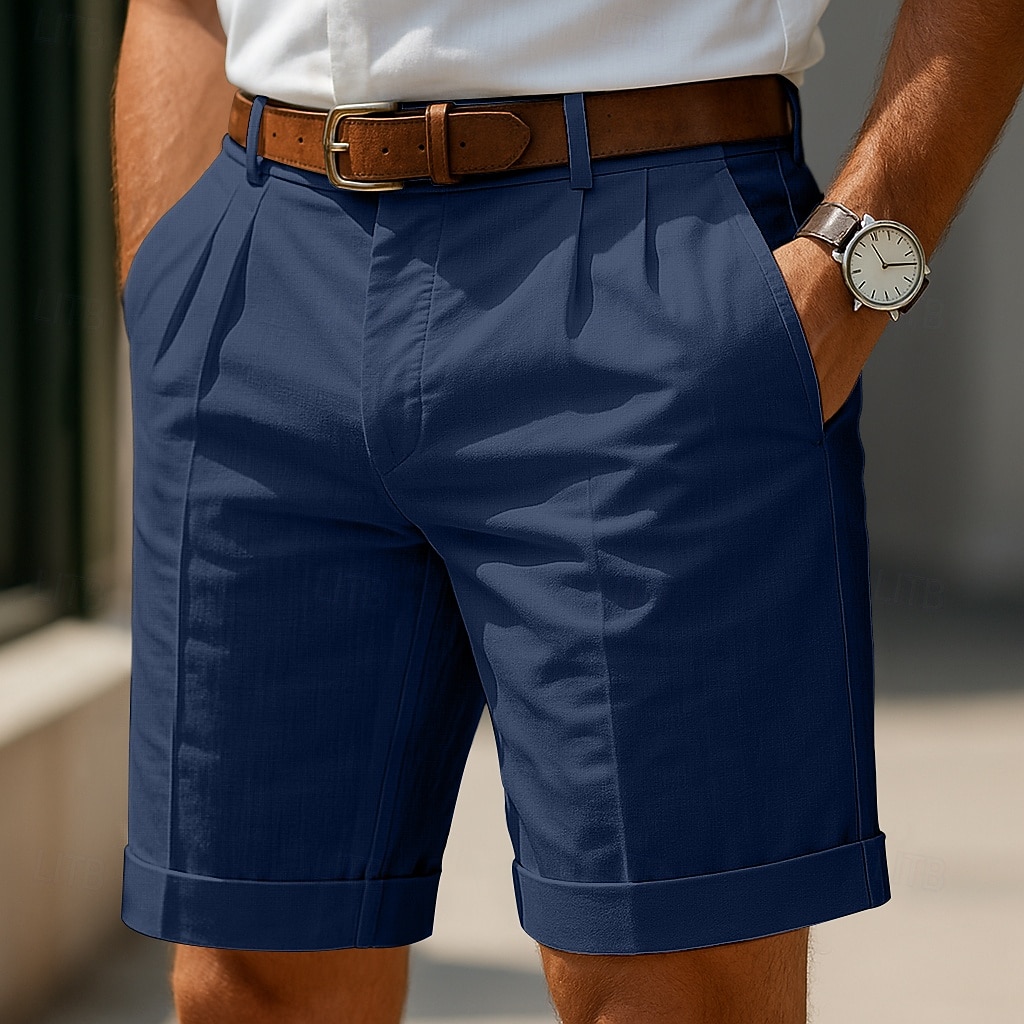 Voor heren Korte broek Linnen korte broek Geklede korte broek Zomer korte broeken Strandshorts Zak Plooien Recht been Effen Comfort Ademend Korte Casual Dagelijks Feestdagen Vakantie Modieus Zwart Wit 2026 - $25.99 –P10